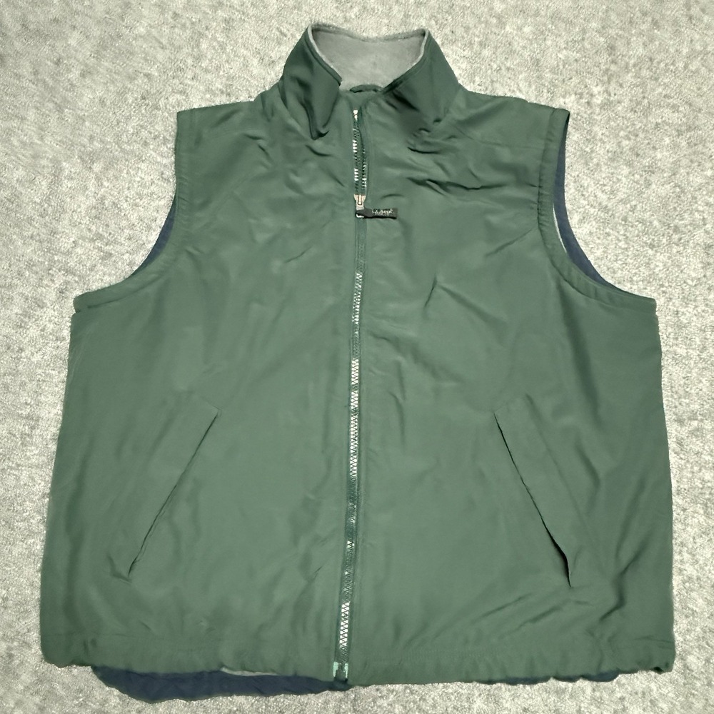 L.L.Bean Vest Mens XXL Green Fleece Lined Full Zip Vintage Polartec